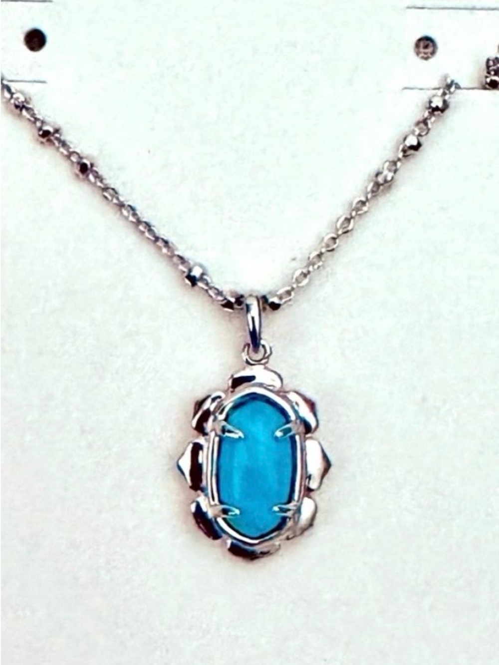 Kendra Scott Piper Silver Turquoise Magnesite Oval adjustable Pendant Necklace
